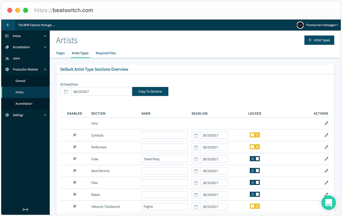 We provide a fully automated advancing workflow to make sure you have all artist related data on the moments you need it.