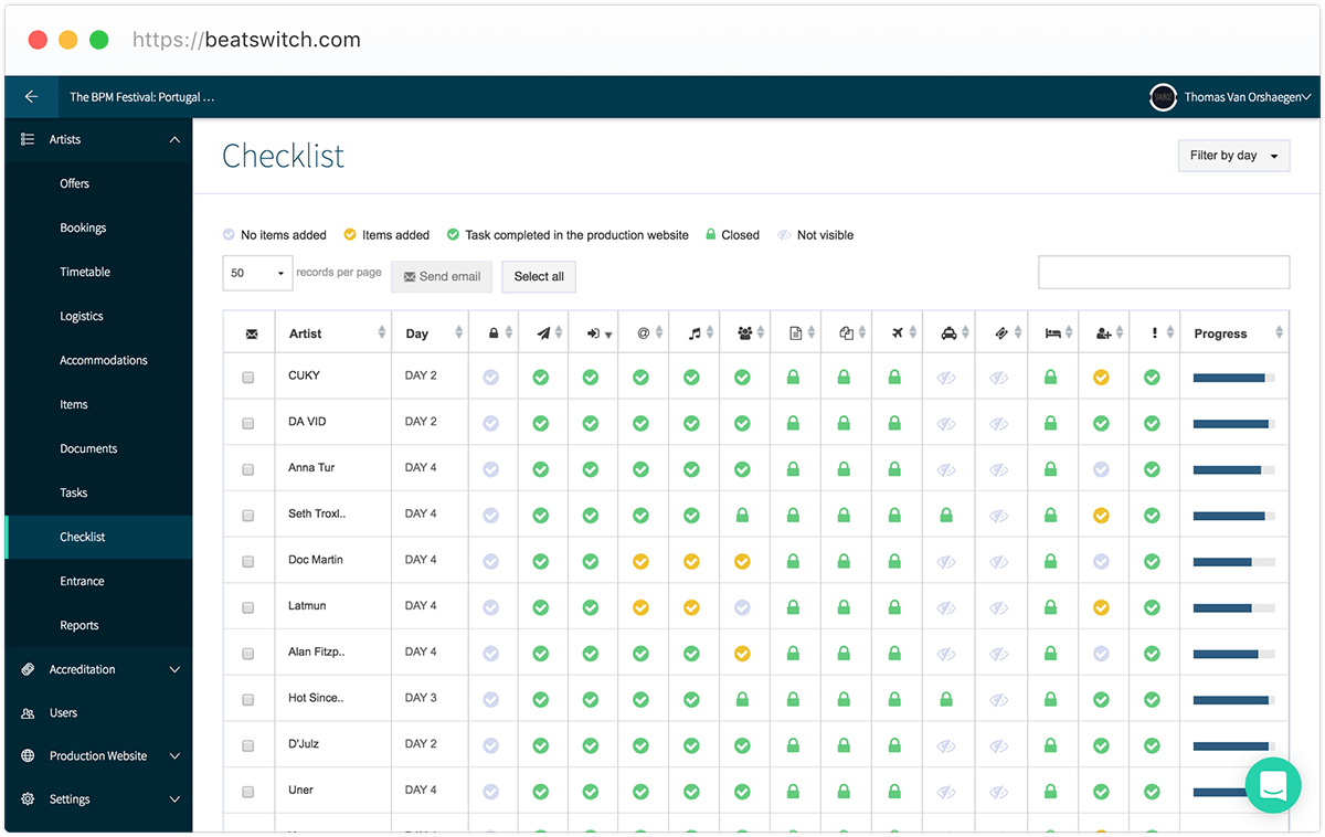 The production website gives you the ability to define an advancing timeline with specific milestones to simplify the advancing process.